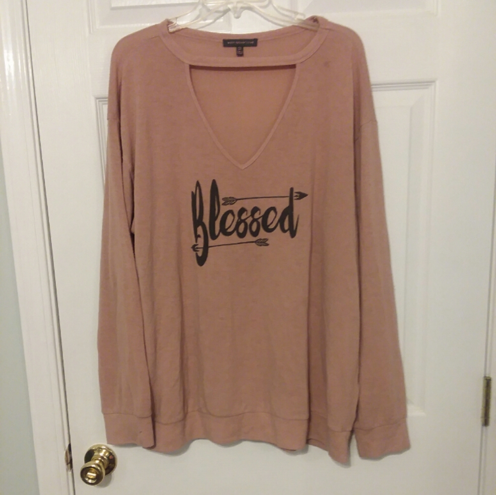 Blush pink long sleeve sweater